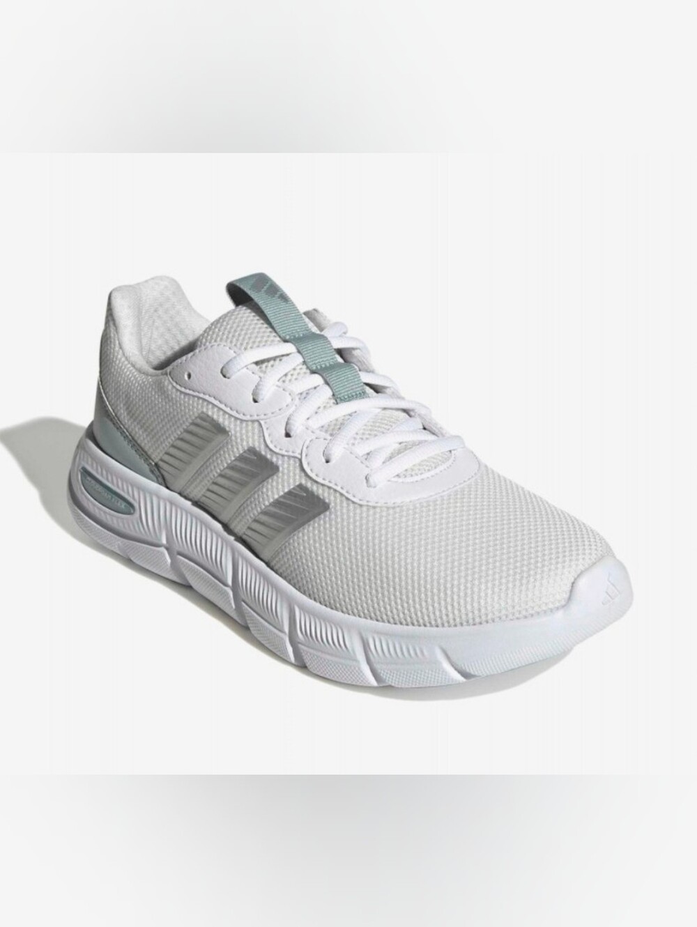 Adidas Cloudfoam Flex Laces Woman White and Green Walking Trainers Sz 9 NiB
